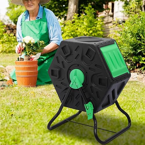 Miniatura 11 de Magshion 1 vaso de compostaje de cámara exterior de 17 galones de material libre de BPA, para uso al aire libre, para todas las estaciones, de alto