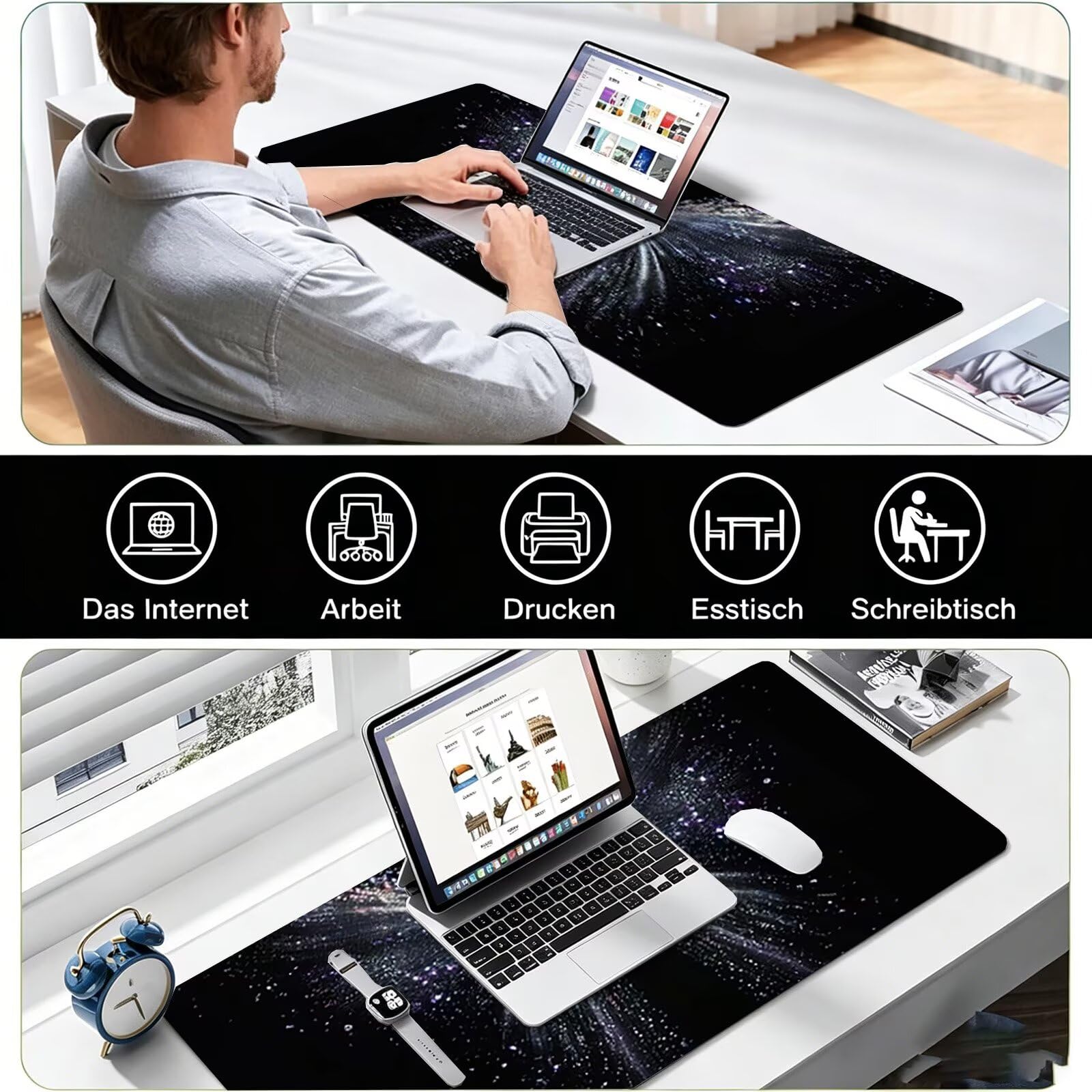 Tappetino Mouse Gaming, 1200x600mm Tappetino Mouse XXL nero 0c0-298 | Mouse Pad Grande, Ottimizzato per i Sensori da Gioco, Migliora Precisione e Velocità, per Mac e PC, Ali (8)