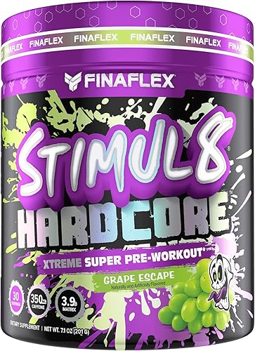FINAFLEX Stimul8 Hardcore - Xtreme Super Pre-Entrenamiento que promueve la energía extrema, la bomba y la resistencia - Bebida en polvo que cambia