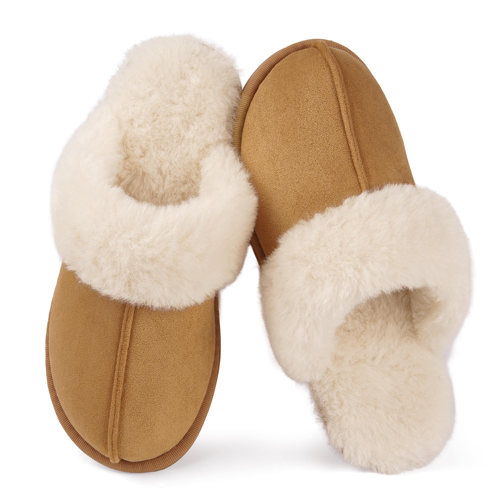IPSAE House Slippers for Woman Fuzzy Bedroom Slip-on Slippers Scuff Soft Memory Foam Shoes Indoor