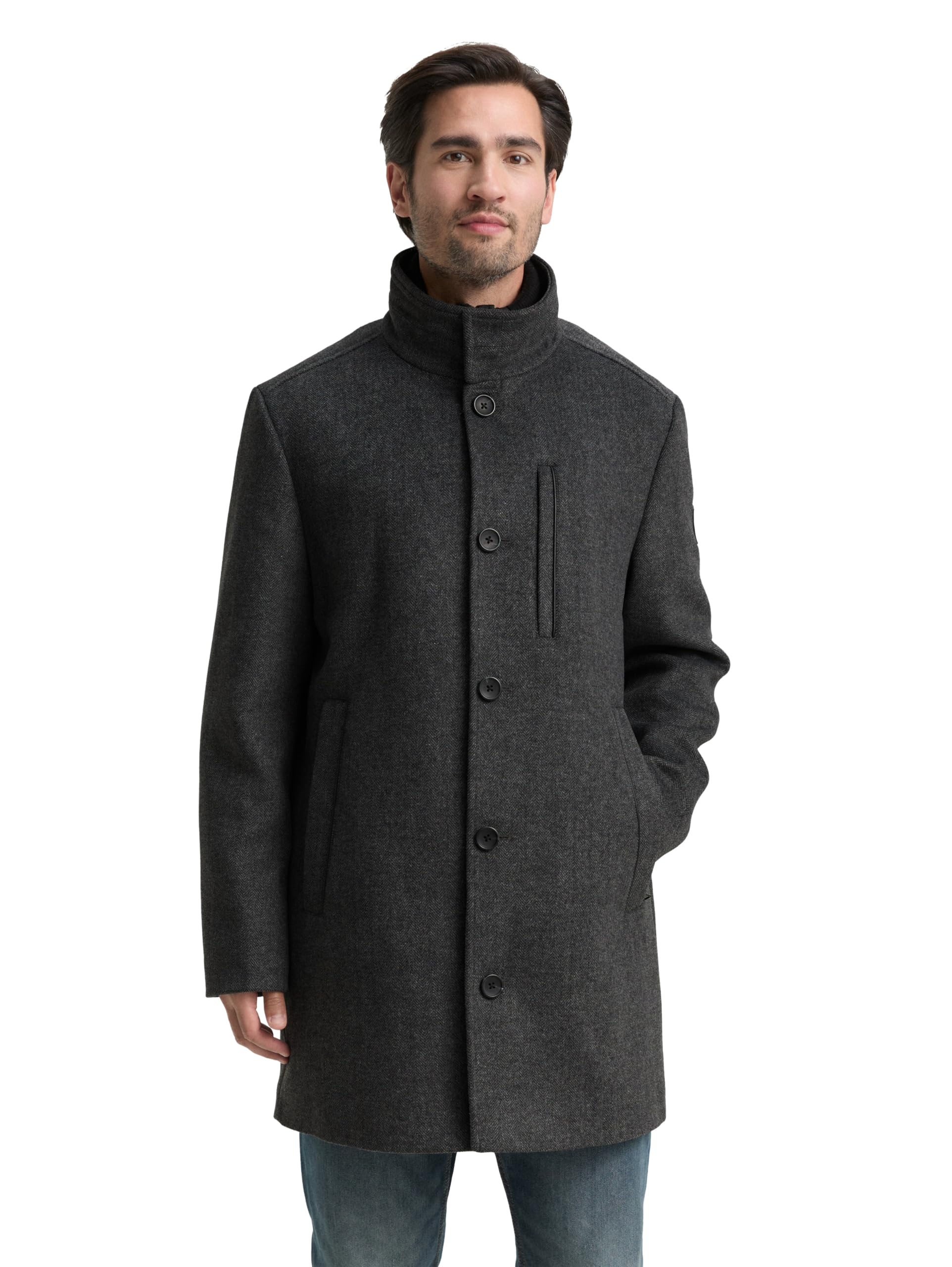 TOM TAILOR Herren 2-in-1 Wollmantel mit Abnehmbarer Innenjacke