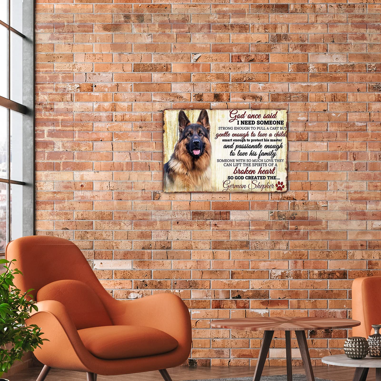 Metal Tin Sign Vintage: “I Need Someone” German Shepherd for Home, Garage, Living Room, Bedroom, Office, Hotel, Cafe, and Pub Wall Decor (12 X 8 Inches)