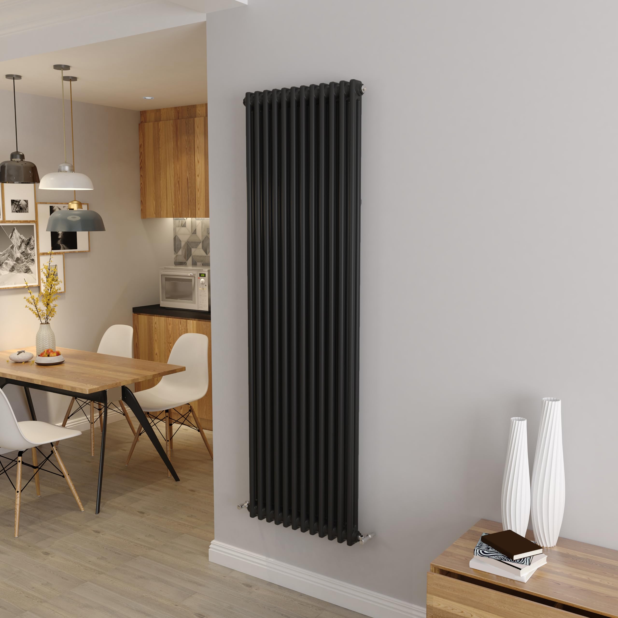 Biubiubath Black 1800X560mm Tall Cast Iron Vertical Double Column Traditional Central Heating Horizontal Radiators