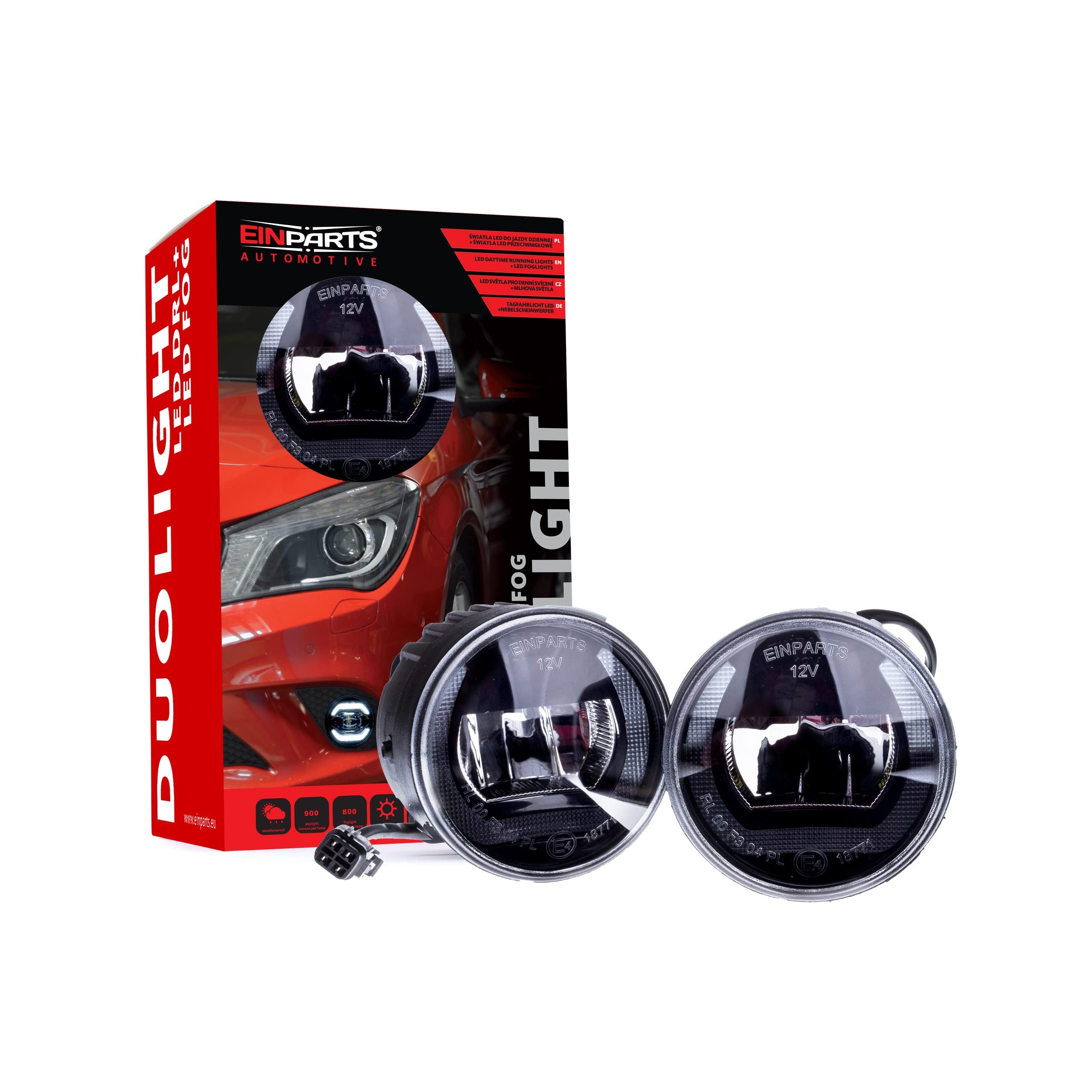EinParts 2 en 1 Luz de circulación diurna del coche LED con certificado E4 R87, Luz Antiniebla Delantera Para Nissan Qashqai, Cube, Juke, Murano, Note, Patrol, Tiida, Infiniti M, JX, EX, FX