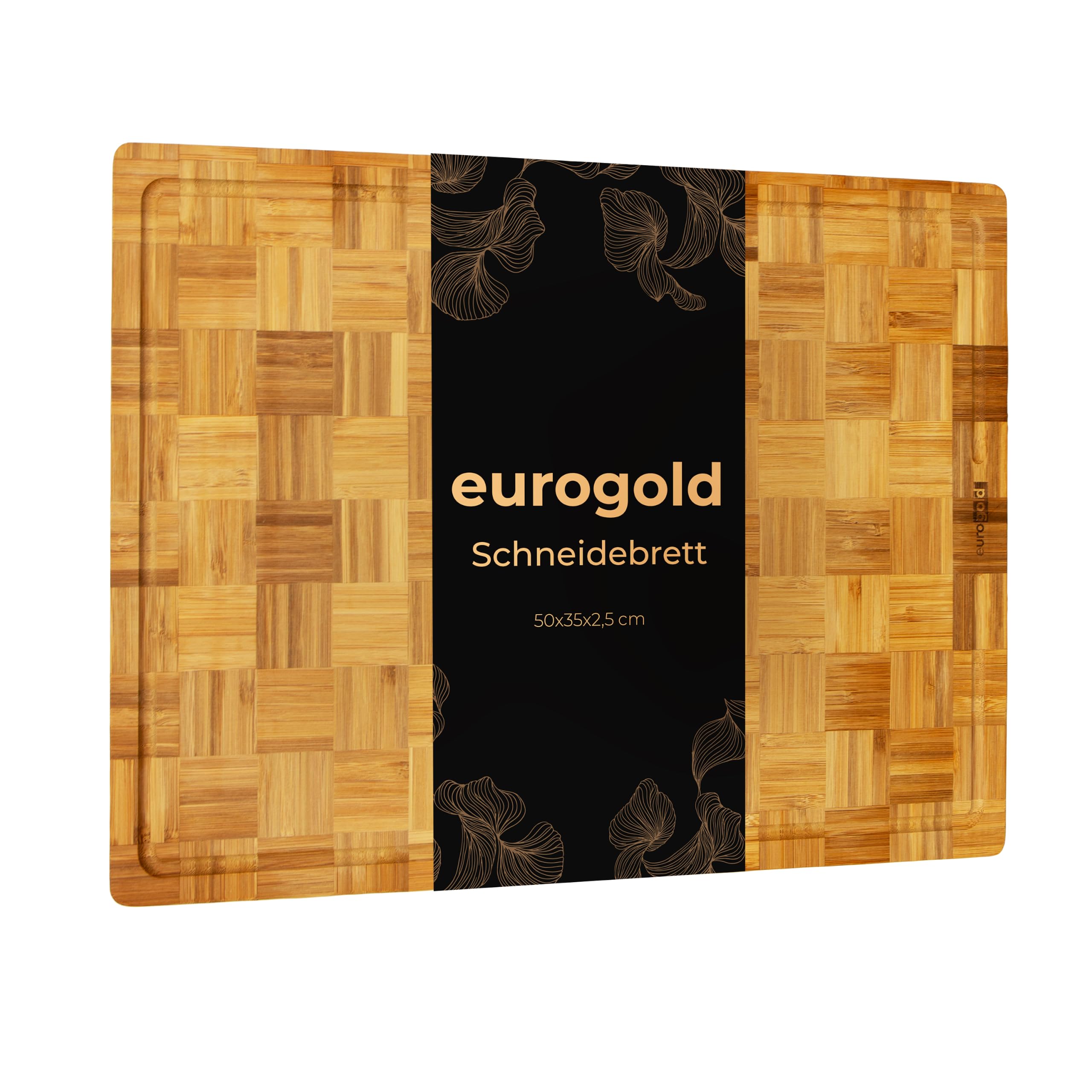 EUROGOLD XL-Großes Bambus Schneidebrett 50x35 cm mit Saftrille