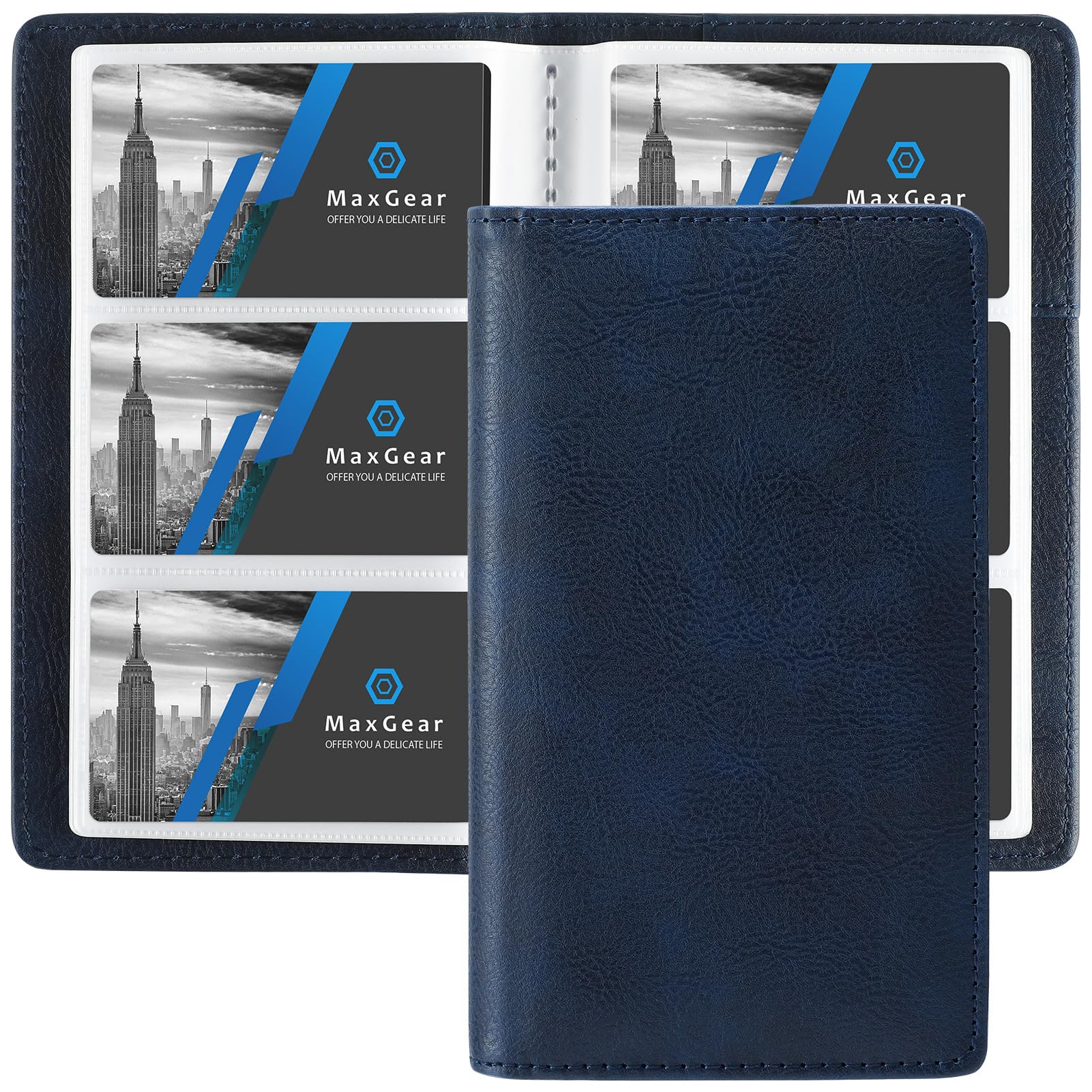 MaxGear Business Card Organizer Book, Holds 240 Cards, Blue