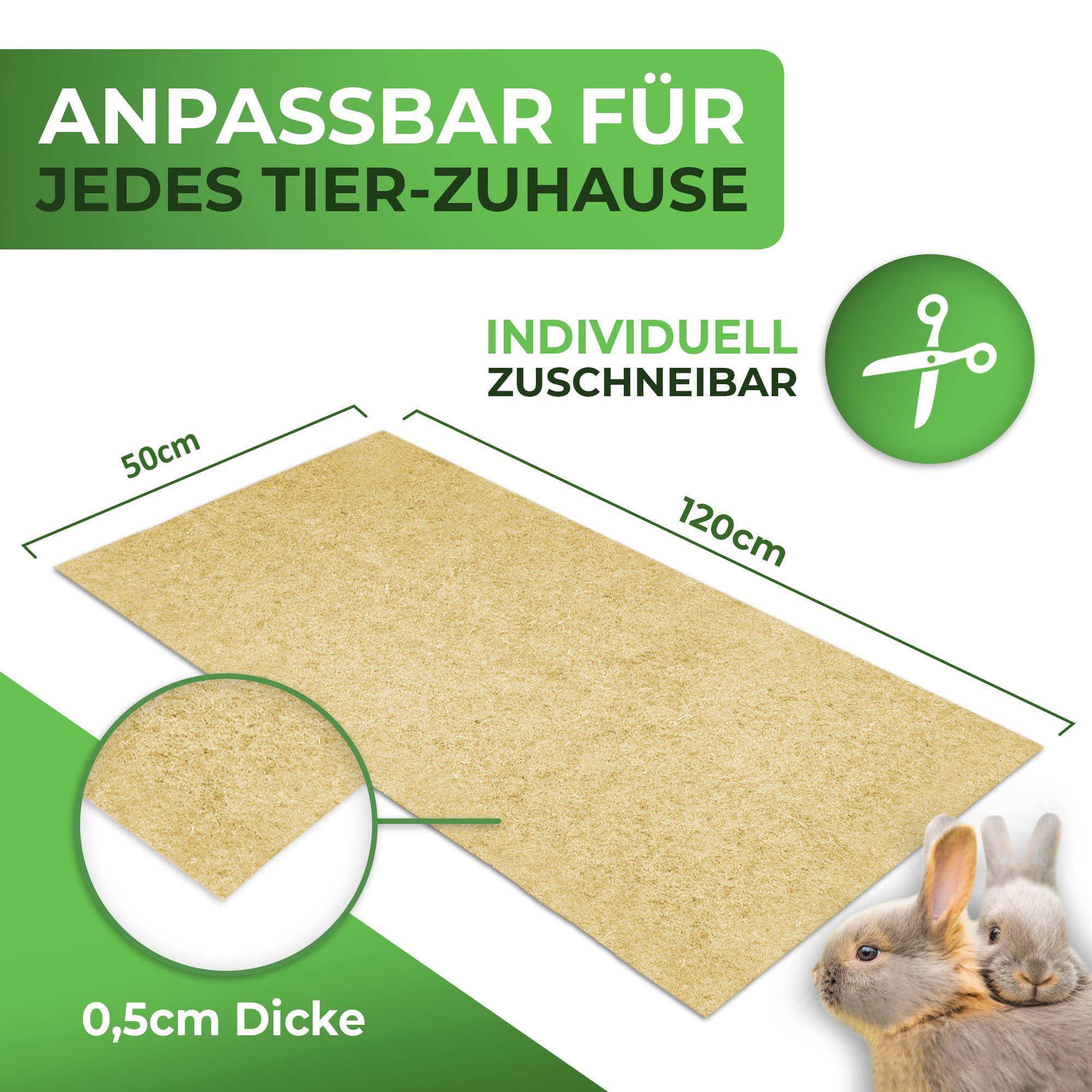 Nagerteppich aus 100% Hanf, 120 x 50cm, 5mm dick, Hanfteppich für alle Kleintiere, Hanfmatte Nagermatte Nager-Teppich Bodenabdeckung (20 Stück)