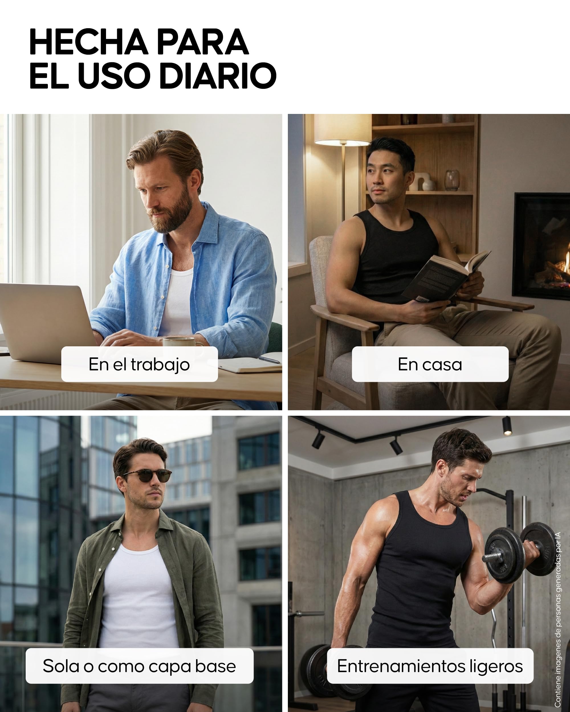 DANISH ENDURANCE Camiseta de Tirantes Hombre Algodón Orgánico, 3 Pack
