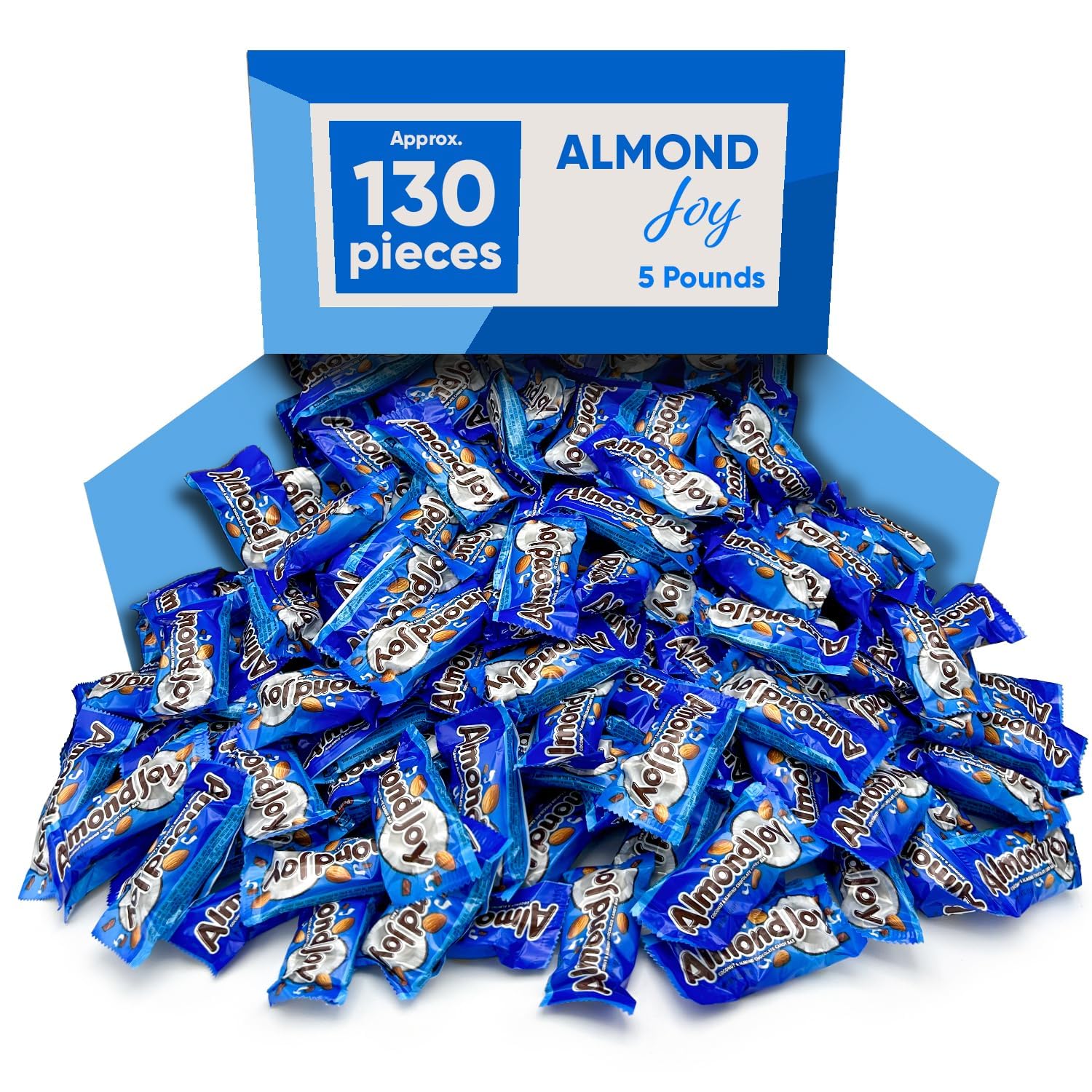 Almond Joy Milk Chocolate Coconut & Almond - Snack Size 5 Pound Approx 130 Pieces - Gluten Free Milk Chocolate Coconut & Almond, - Individually Wrapped Bulk Candy Chocolate Candy- Groceries Snacks for Adults and Kids, Candy for Office, Holiday Chocolate with Coconut Filling - Design May Vary