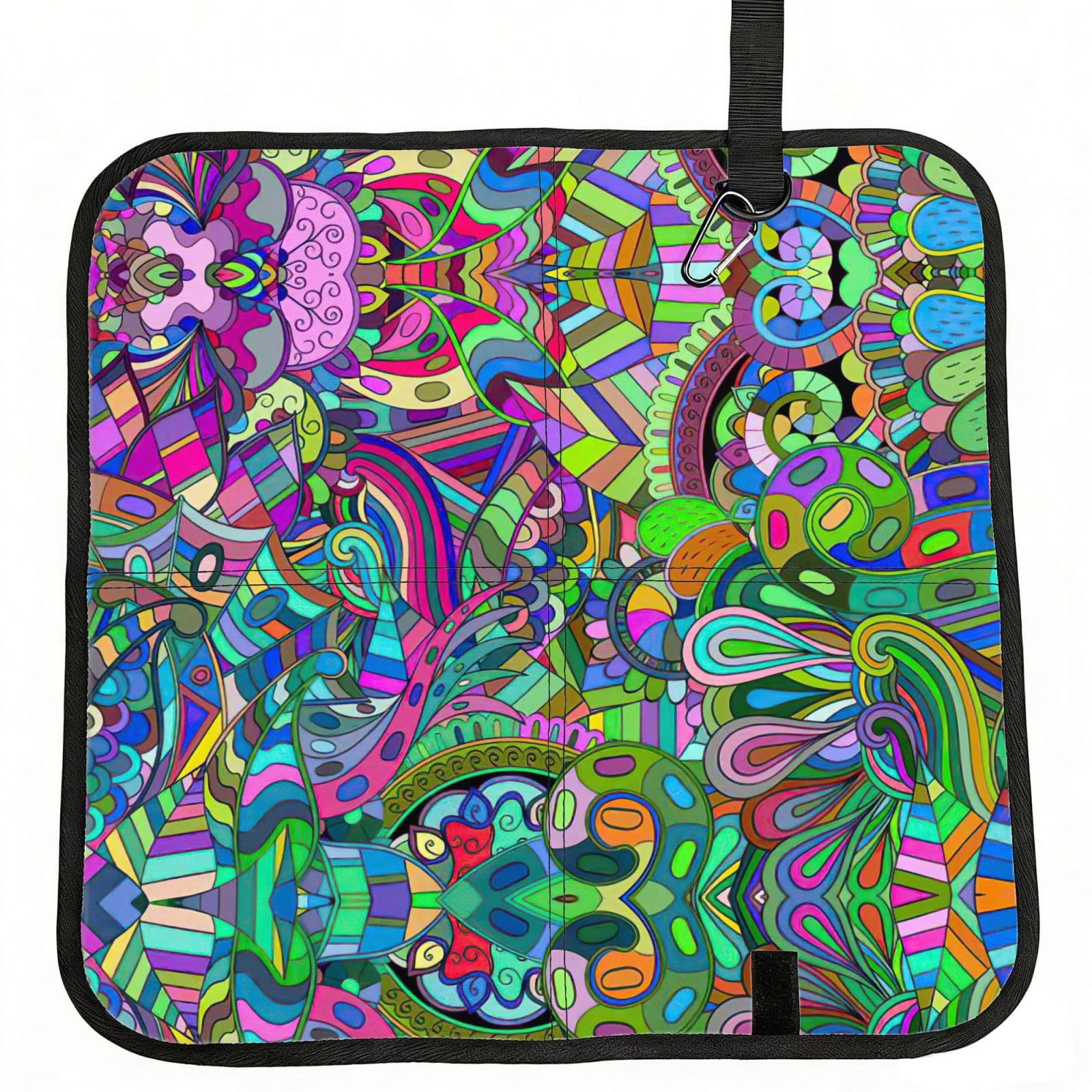 OKFSTY Graffiti Print Fold Away Seat Cushion Portable Outdoor Pad Polyester Bleacher Bench Mat Travel Picnic Pad