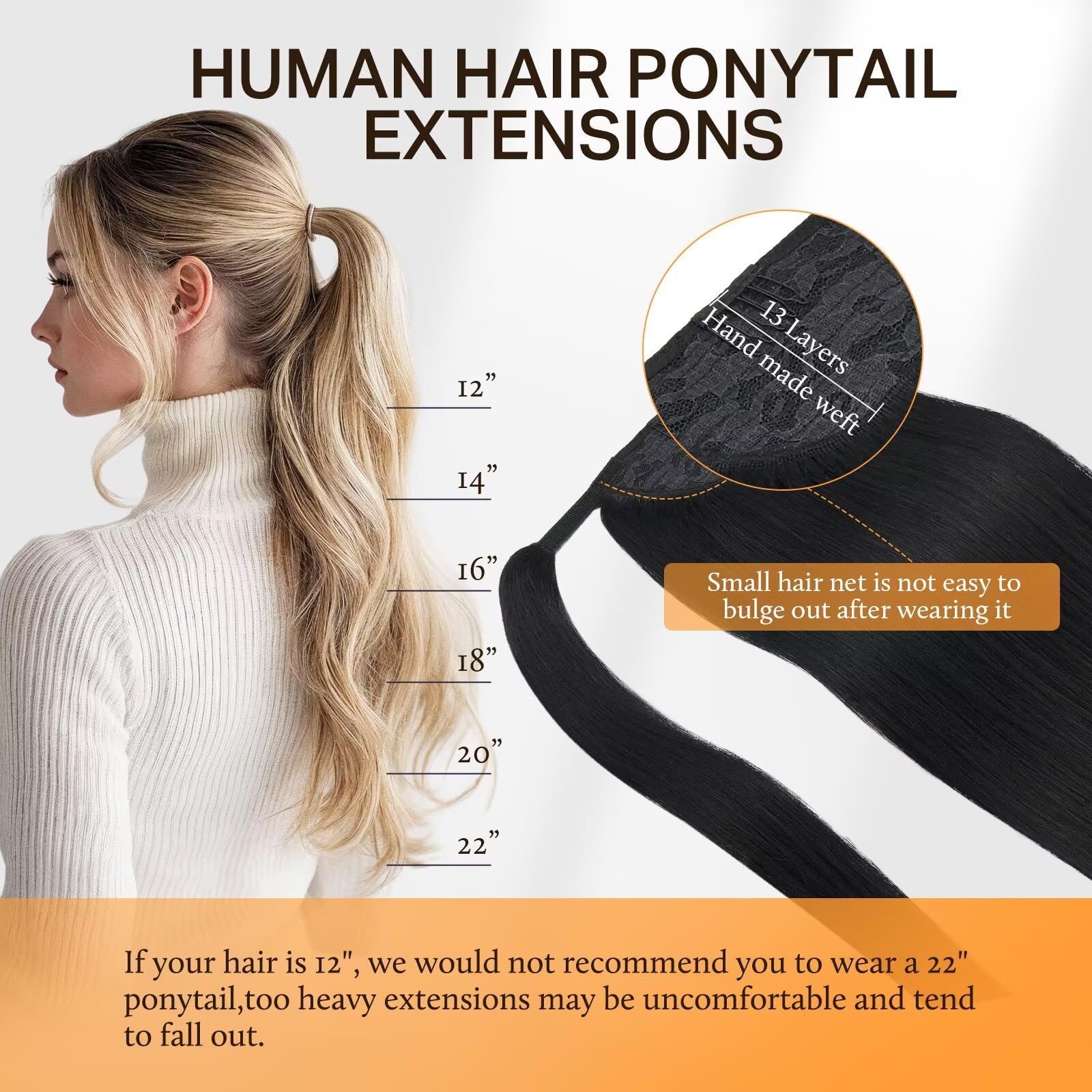 Amazon.com : DOORES Human Hair Extensions Ponytail Extension 