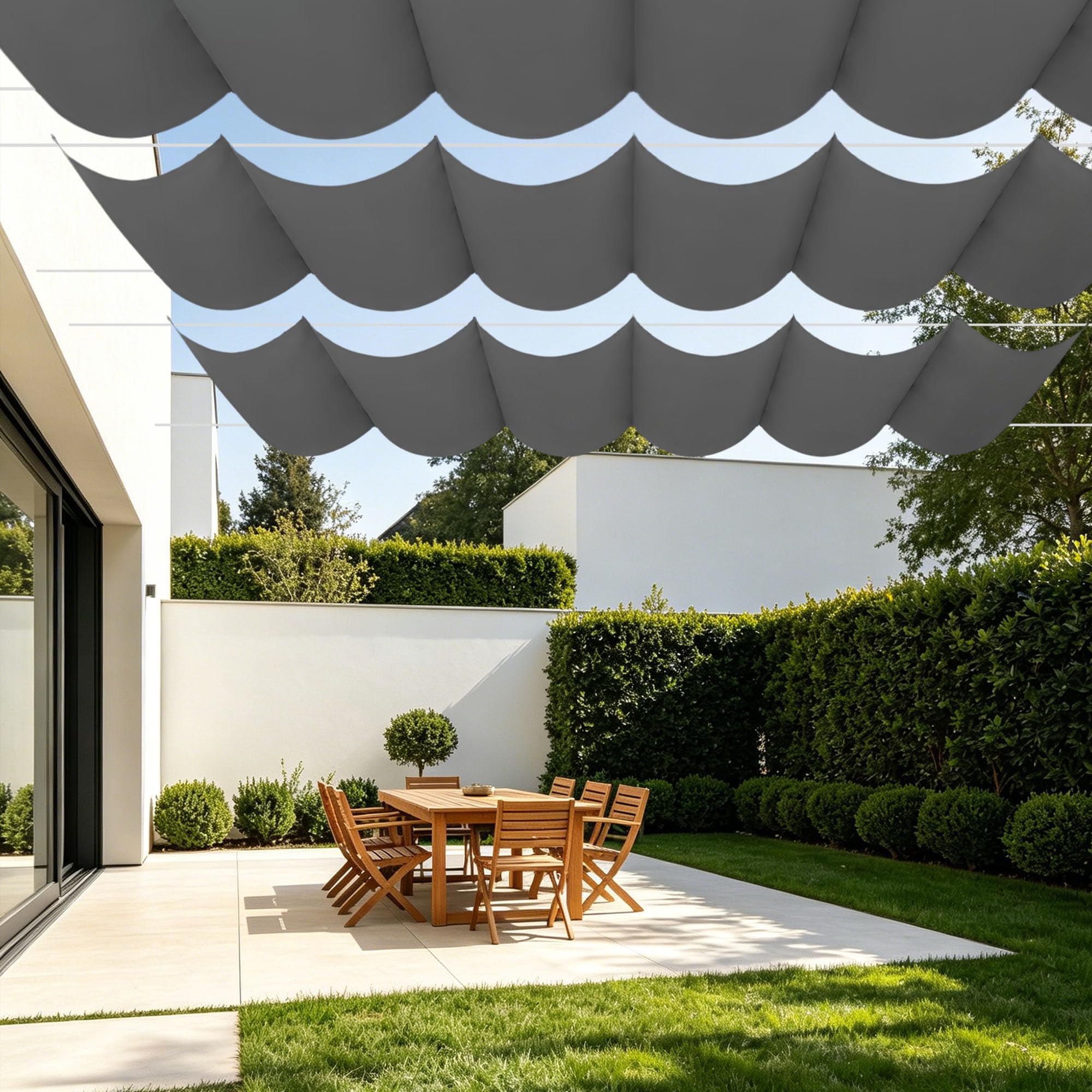 Voiles d'ombrage 700x160 filet dombrage rectangle gris avec oeillets extérieurs