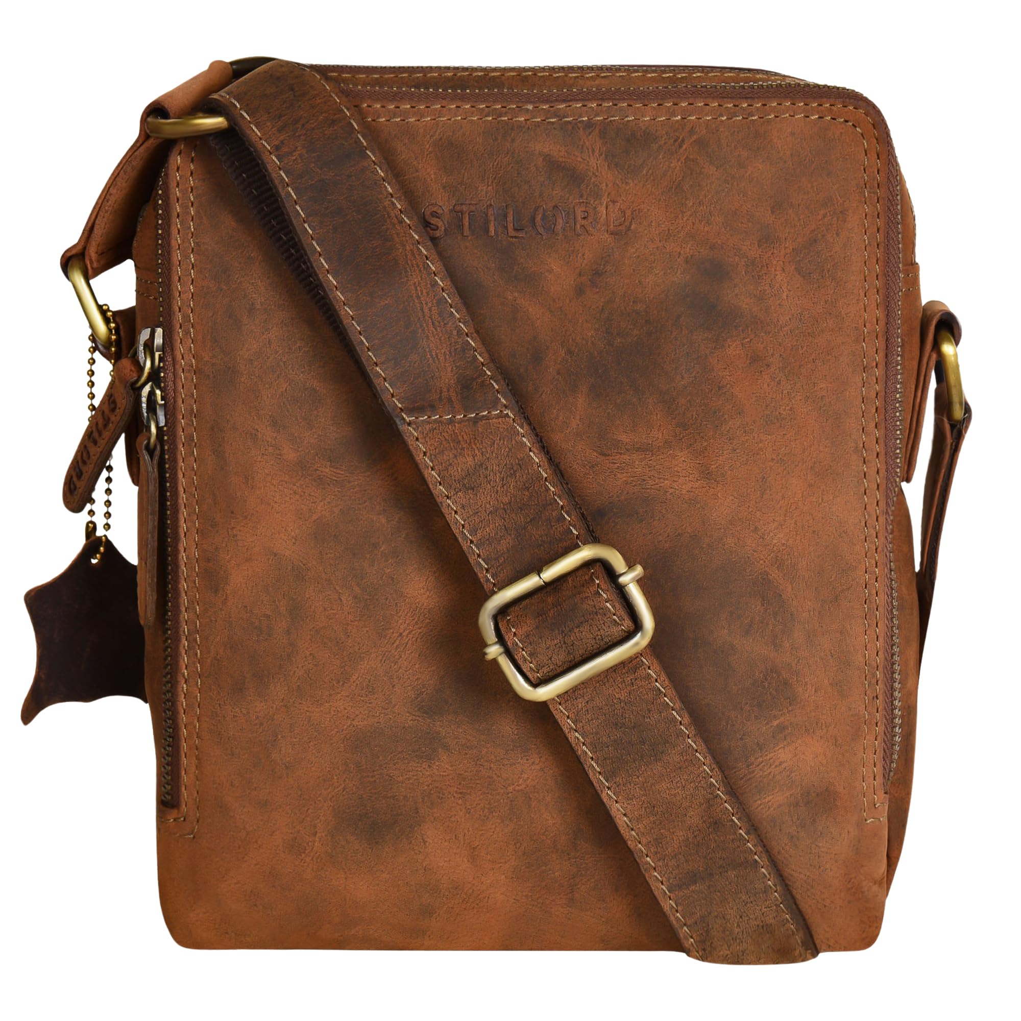STILORD Lorand Pochette Homme Cuir Vintage Sac à Main Bandoulière Cuir Homme Vintage Sac Messager Petit avec Poignée Sac pour Tablette iPad 9,7 Pouces en Cuir Véritable Couleur:Calais - Marron
