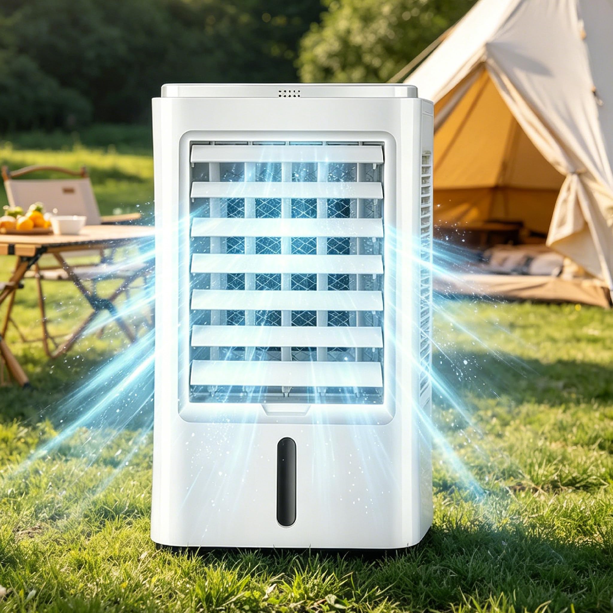 Condizionatore d'Aria Portatile 4 in 1 Aggiornato 2026, con Serbatoio 4 L, 3 modalità/velocità, Timer da 1/2/4 Ore, Climatizzatore Portatile per Ufficio, Scrivania, con Telecomando 12v