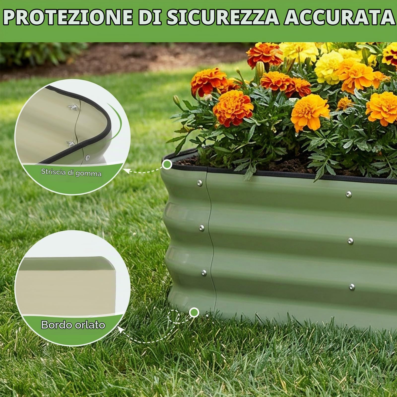 INNO STAGE Fioriera rialzata regolabile da 1,5 m, in metallo, per coltivare verdure, erbe aromatiche, fiori in acciaio, kit per aiuole da giardino rialzate, verde oliva, confezione da 2
