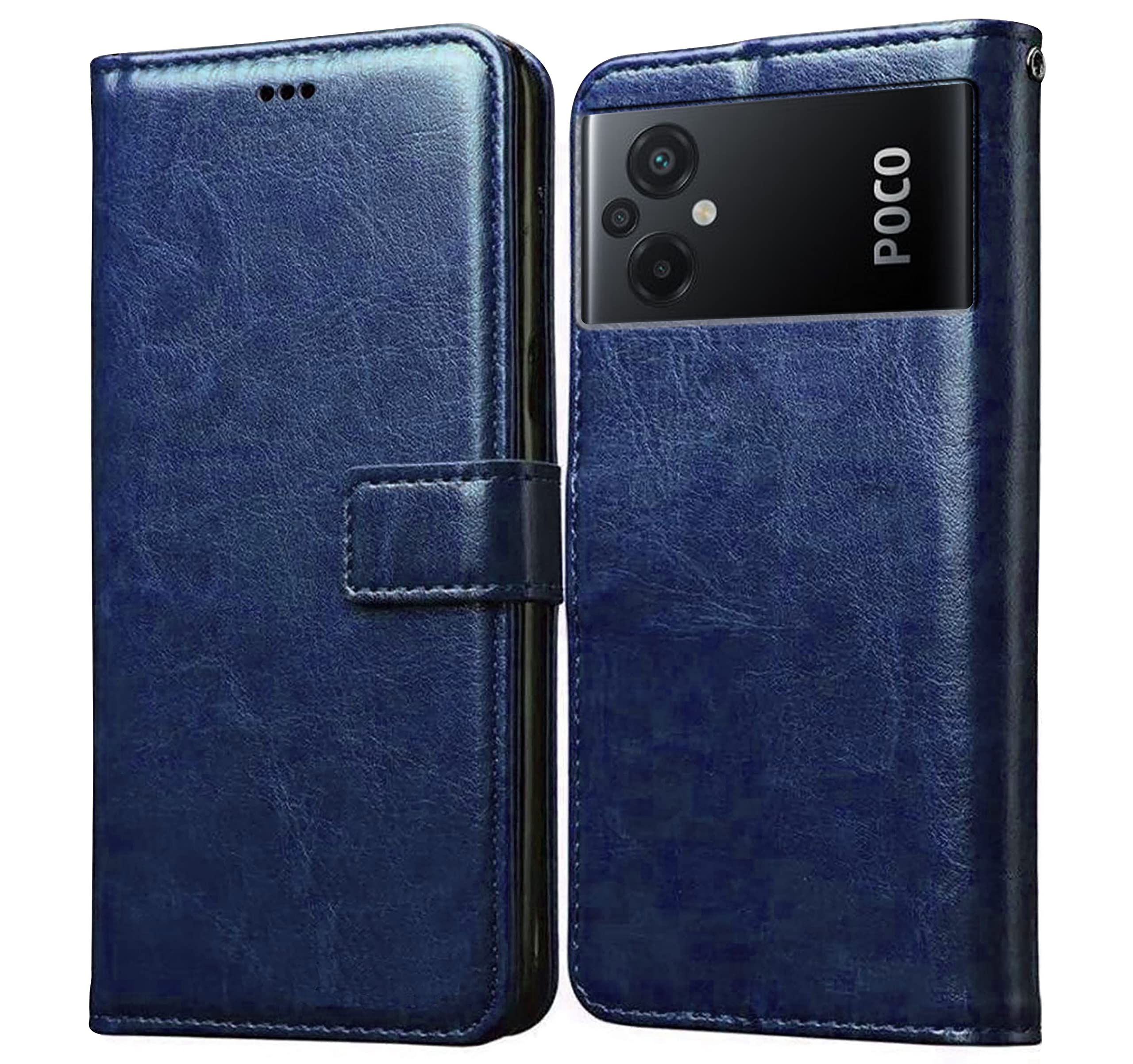 Amazon Brand- Solimo Flip for Poco M5 4G (Leather_Blue) (B0BHV259BV) Amazon Price History, Amazon Price Tracker