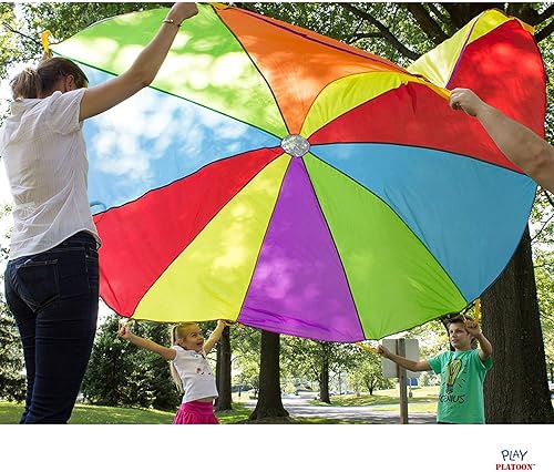 Miniatura 8 de Play Platoon Rainbow Parachute Toy for Kids, Play Parachute Game for Kids with 16 Handles, Parachute for Kids, PE Equipment for Elementary School
