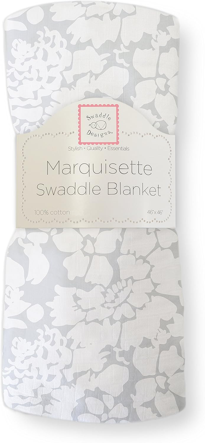 SwaddleDesigns Marquisette Receiving Swaddle Blanket for Baby Boys & Girls, Soft Premium Cotton Muslin, Best Shower Gift, Sterling Lush, Parent Picks Award Winner