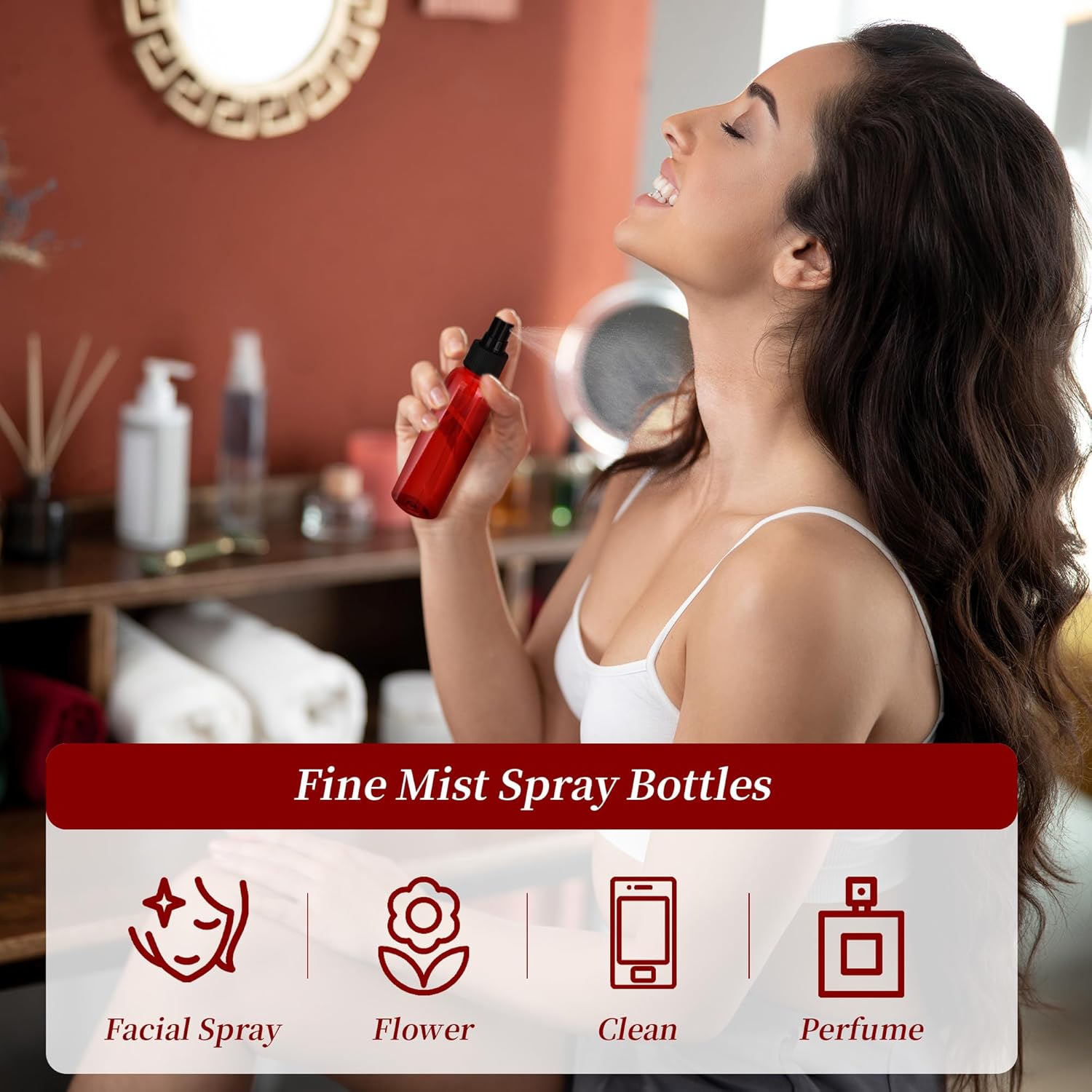 36 Pack Red Small Spray Bottles 4 oz/120 ml Plastic Spray Bottles, Fine Mist Empty Small Travel Spray Bottle, Refillable Mini Sprayer Empty Bottle Bulk with Funnels and Labels