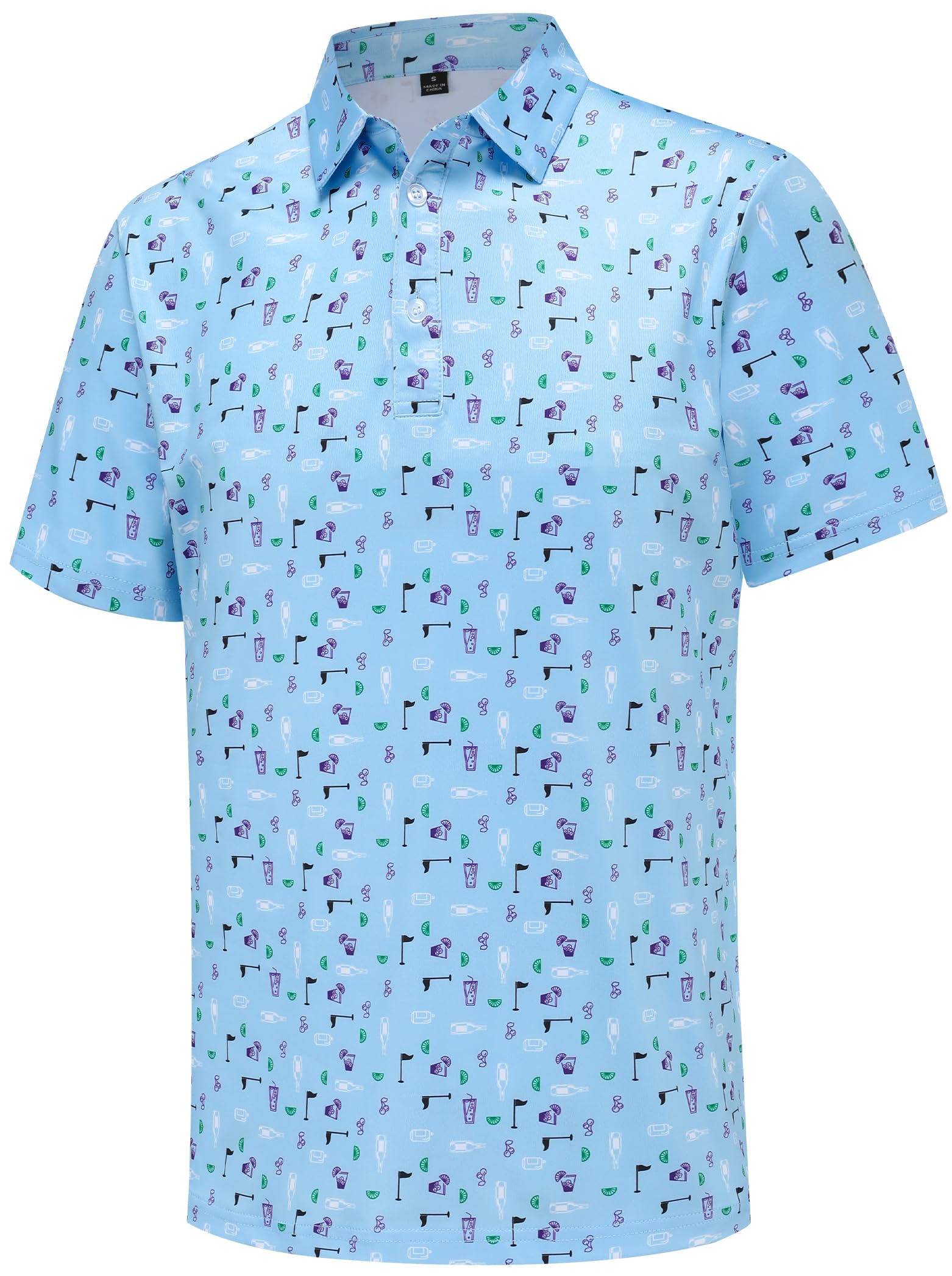 Men's Golf Polo Shirts Short Sleeve Performance Moisture Wicking Dry Fit Funny Golf Polo Shirts for Men