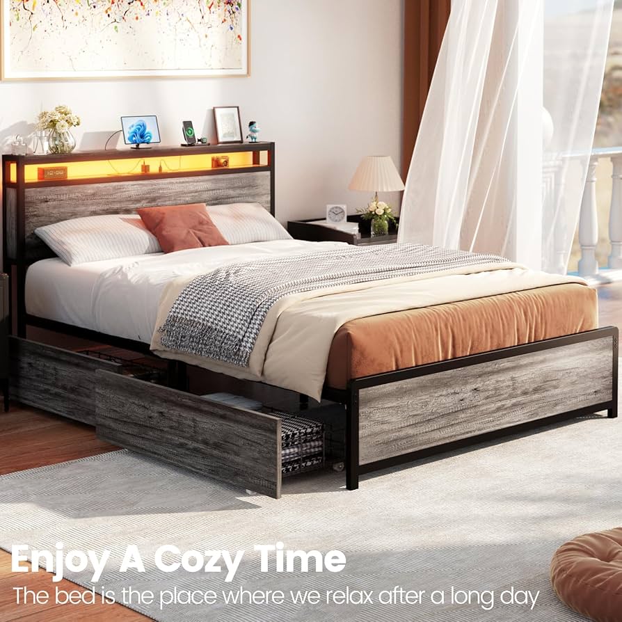 Amazon.com: Homieasy Full Size Bed Frame with 4 Storage