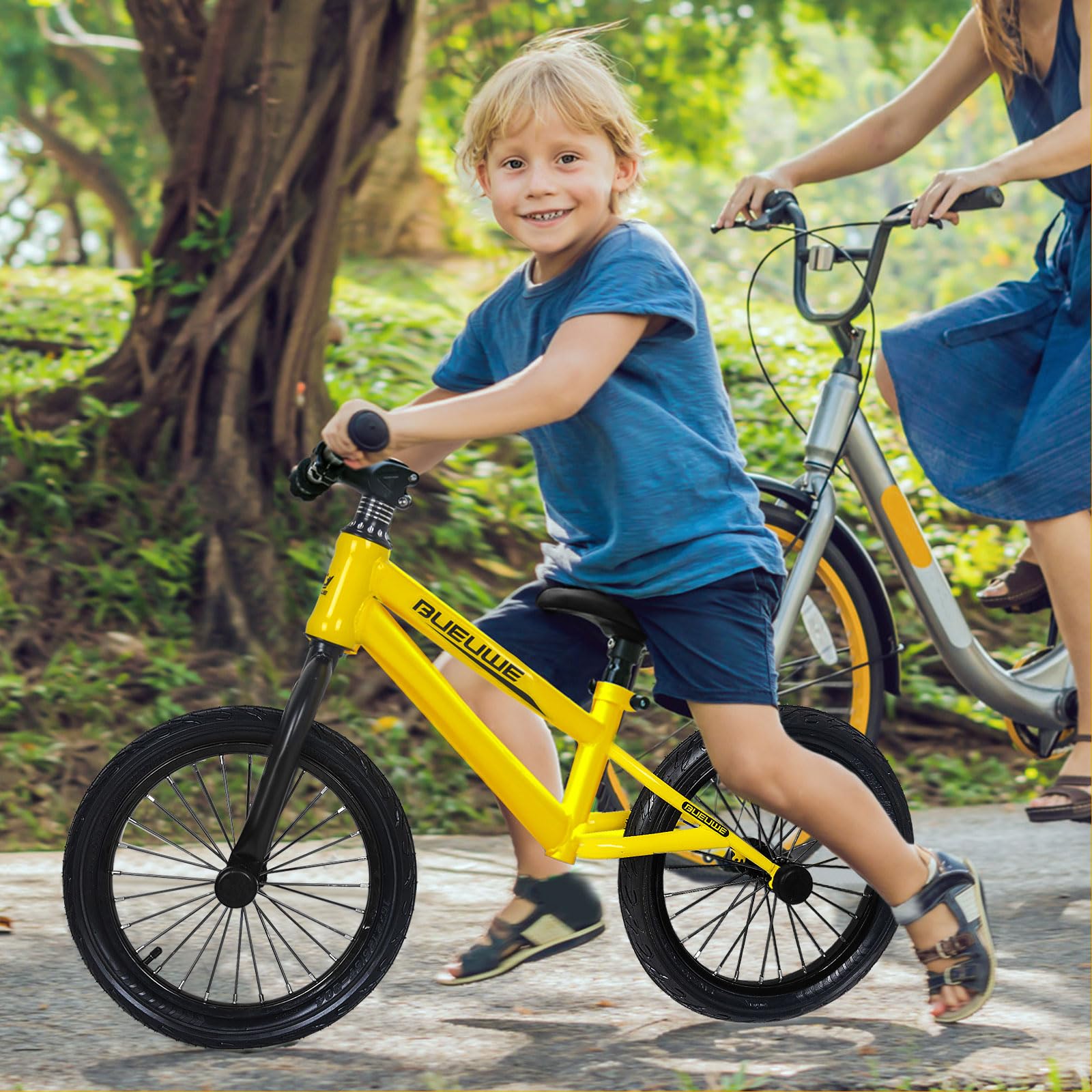 GASLIKE 16 Inch Balance Bike for Big Kids Ages 4-8 Years Old Boys and Girls, No Pedal Sports Training Bicycle, Adjustable Seat Pneumatic Tires Quick Assembly, Yellow