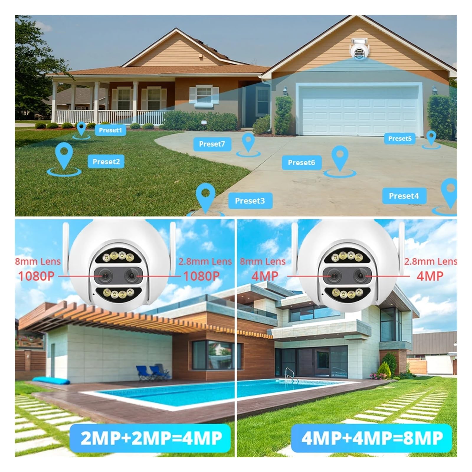 Caméra WiFi PTZ à Double Objectif 8MP 4K