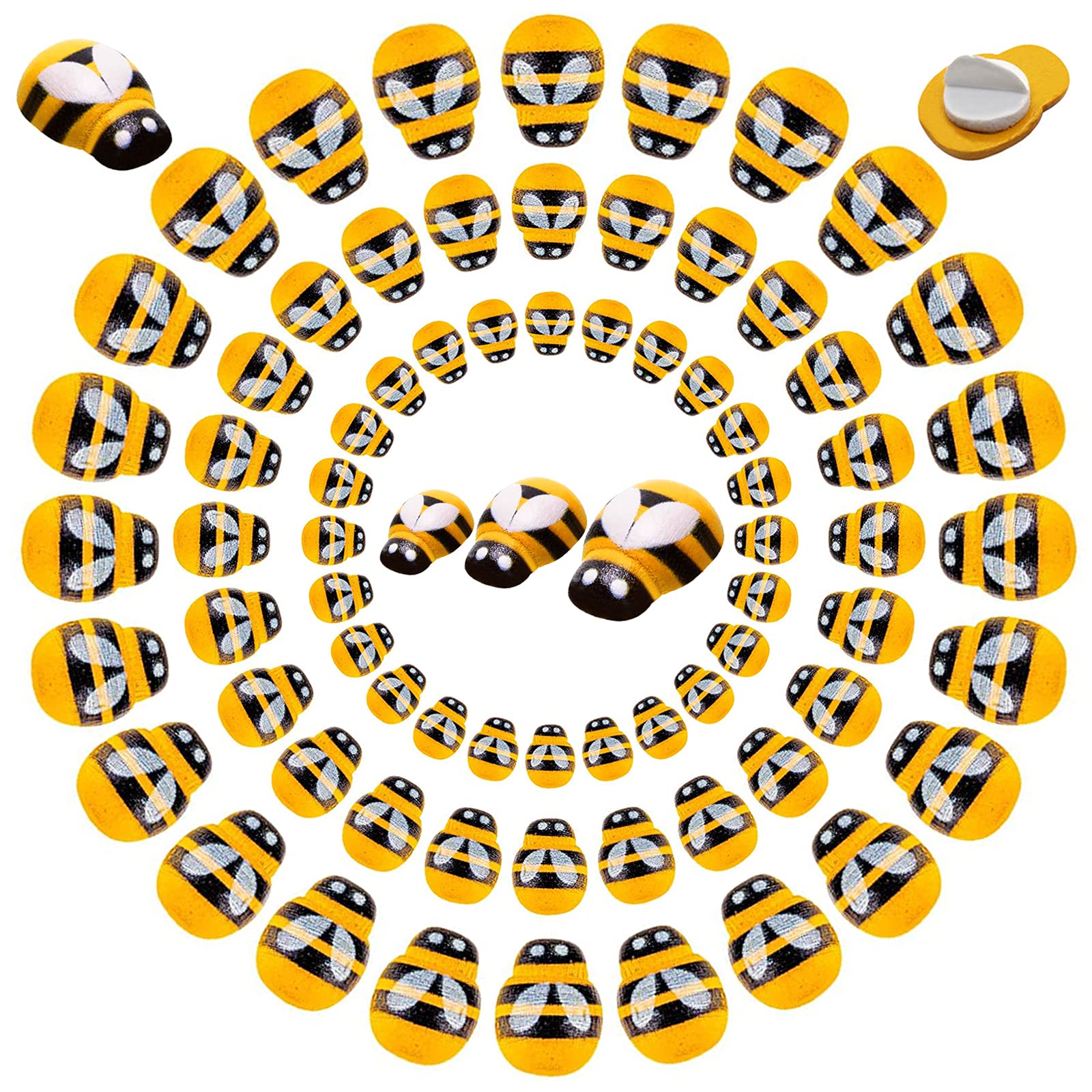 Anvin 180pcs Tiny Wooden Bees Embellishments Self-Adhesive Bumblebee Decorations Painted Flat-Back Wooden Bumble Bees for Baby Shower DIY Projects Party Craft Scrapbooking(3 Sizes)