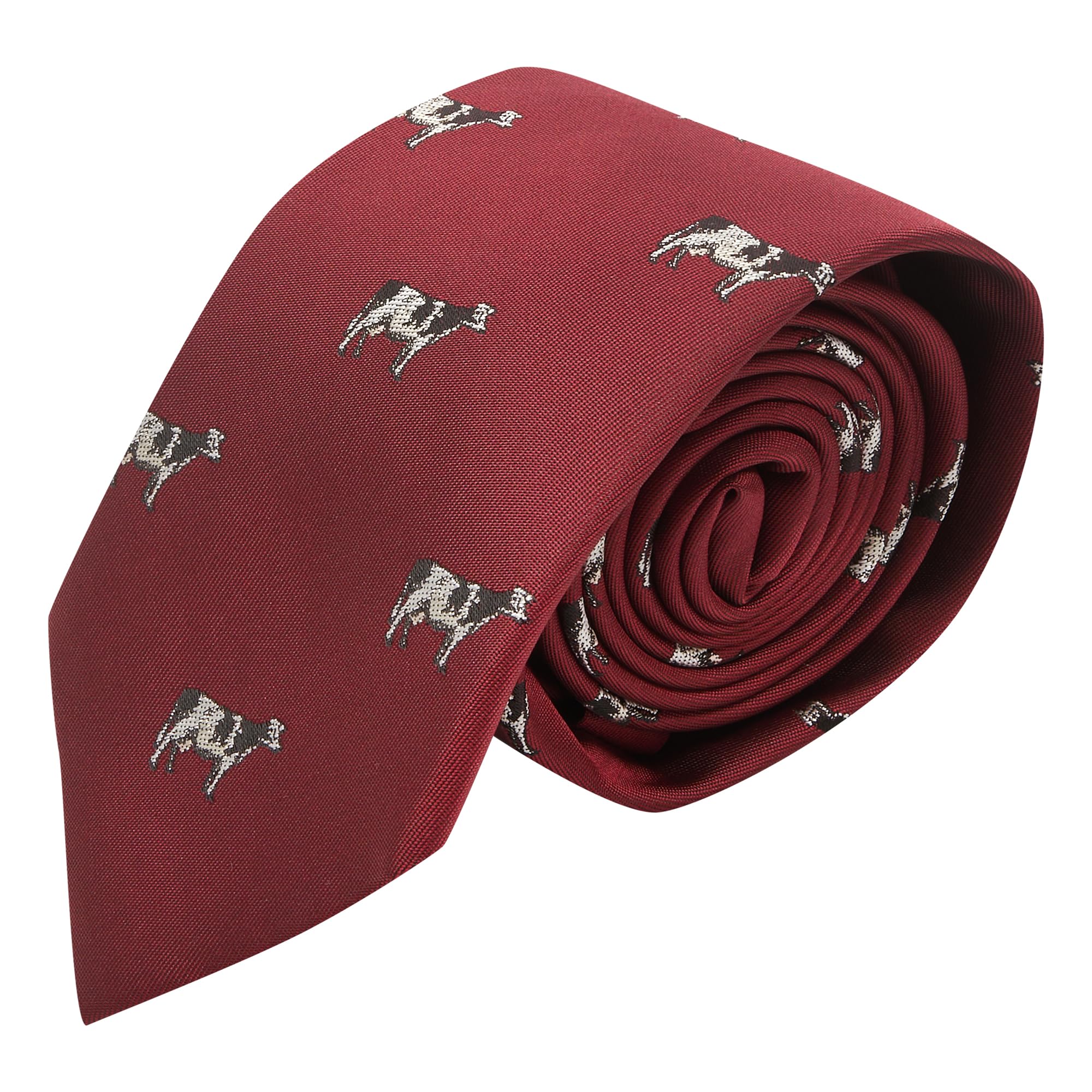 King & Priory Burgundy Red Embroidered Cow Tie