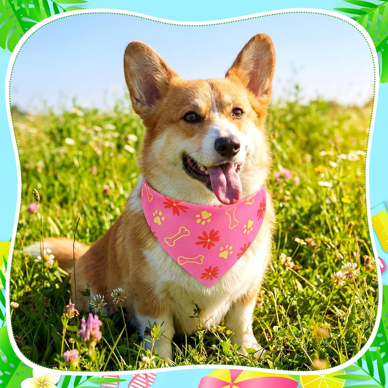Hillban 72 Pcs Dog Bandanas Bulk Fruit Dogs Bandanas Hawaiian Pet Scarf Soft Dogs Triangle Scarfs Beach Pet Kerchief Scarf Bib for Tropical Costume Accessories Decoration, Small and Medium Pets