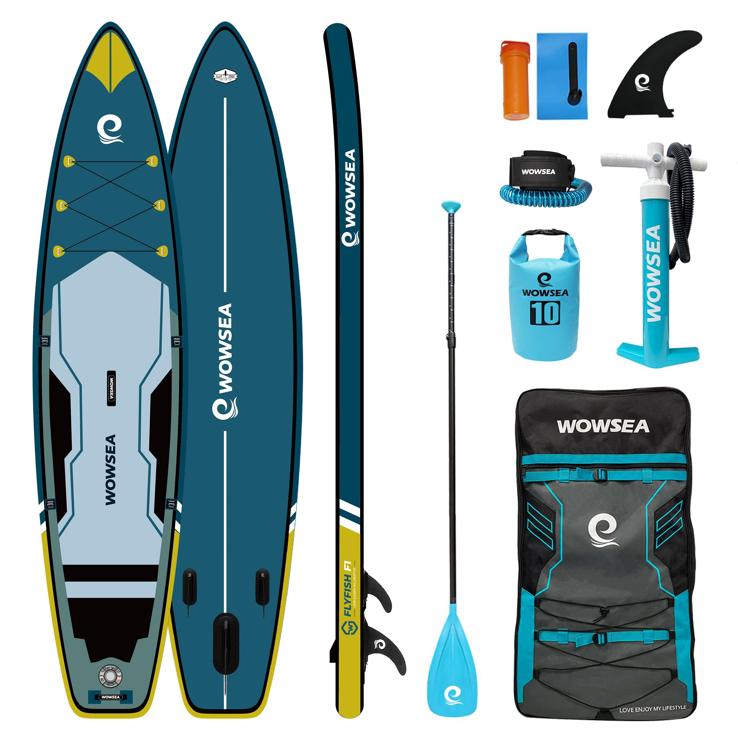 焚*父様 WOWSEA スタンドアップパドルボード　サップボード　 青/白 Amazon.co.jp: WOWSEA Flyfish F1インフレータブルパドルボード、3400g