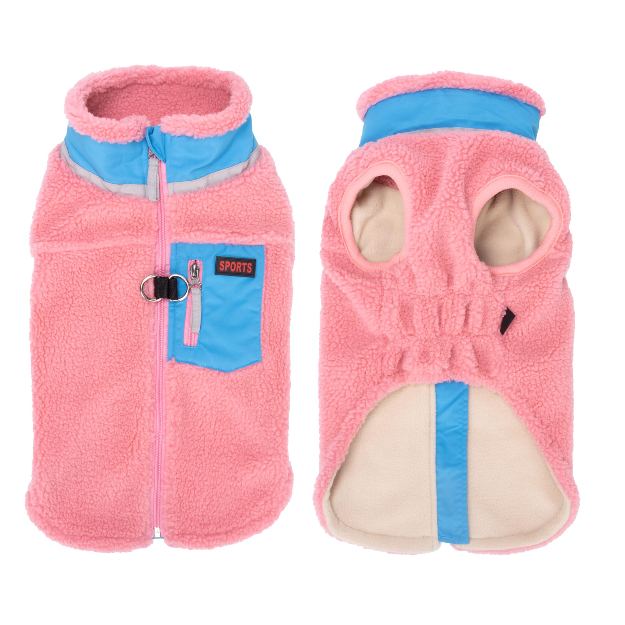 FEimaX Warm Dog Coat Windproof Puppy Winter Jacket with Soft Fleece Lining and D-ring, Doggie Cold Weather Vest Clothes Outfit for Small Medium Dogs