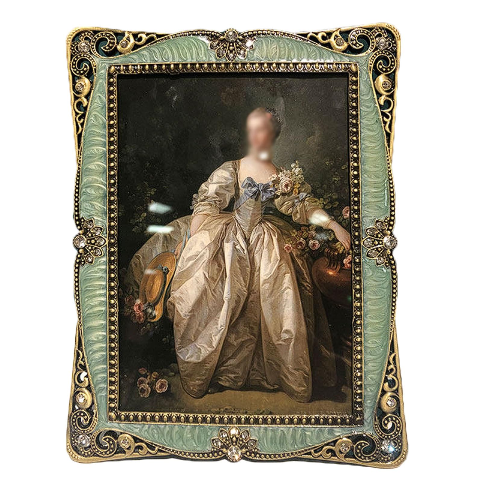Green Metal Rectangular Photo Frame for Tabletop Displays, Zinc Alloy for 6" and 7" Photos(6-inch)