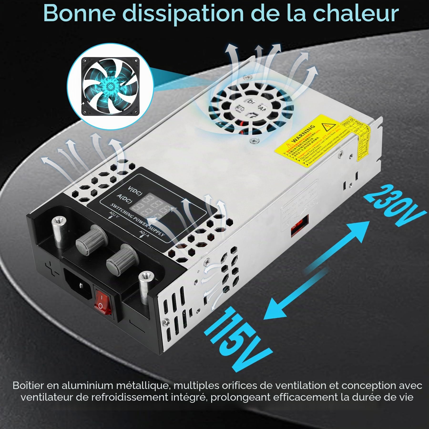 Réglable Alimentation DC 0-24V 25A 600W Transformateur 220V CA à CC 0-24V 0-25A Convertisseur 600W Alimentation Avec LED affichage Affiche clairement l'appareil sortie tension et courant