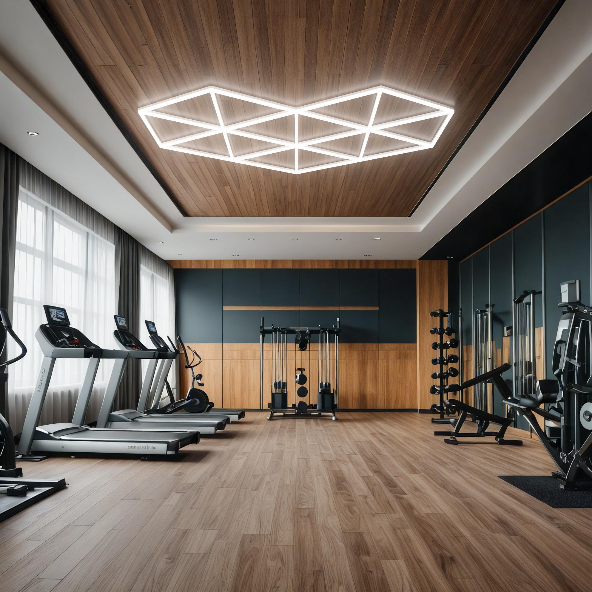 Éclairage LED alvéolé hexagonal en losange, éclairage de garage, salon de coiffure, salle de sport, sous-sol, entrepôt, salon de beauté automobile, activité commerciale.
