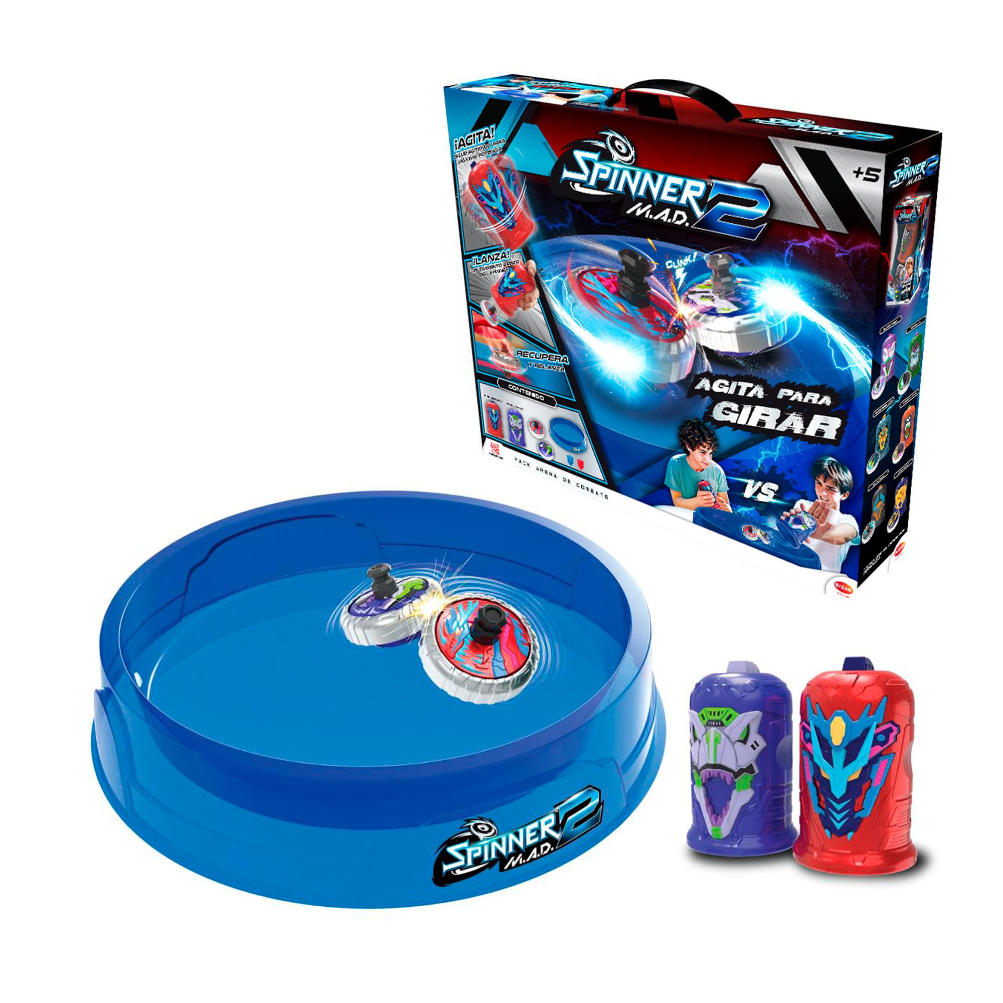 Bizak Spinner Mad 2 62006306 Arena de Combat avec toupies et Sable Inclus pour Enfants à partir de 5 Ans