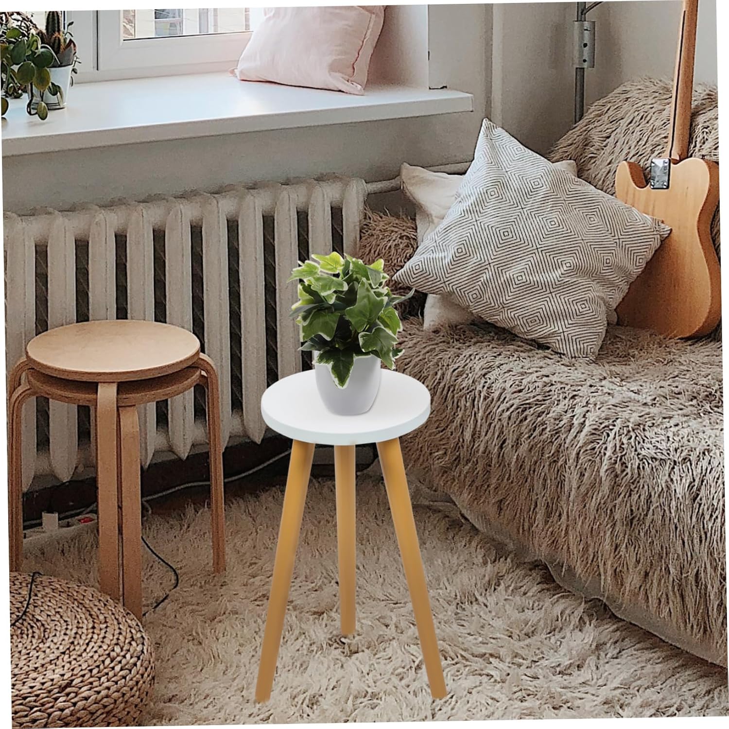VICASKY Natural Wood Plant Stand Round Wooden Flowerpot Holder Stool with Smooth Edges Load Bearing Display Rack for Indoor Outdoor Patio