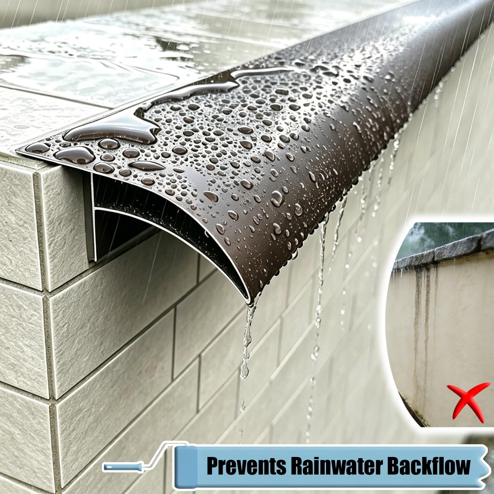 LXLZYXSF Perfil De Aluminio De 11 Cm De Ancho Extra Remate Vierteaguas para Tejados Desviador De Lluvia Recortable Perfil para Alféizar De Ventana para Balcones(Brown,L 195cm/6.4ft)