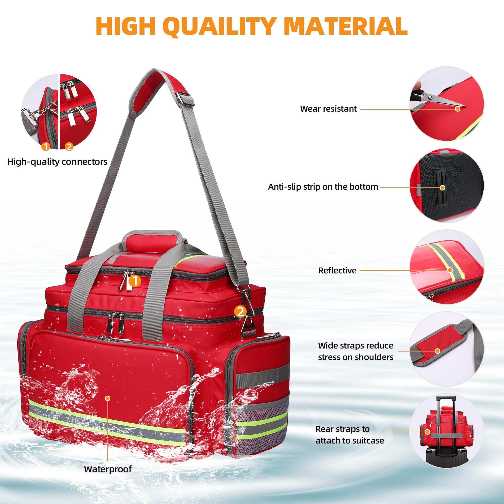 Kit di pronto soccorso kit di emergenza vuoto per viaggio in casa per escursionismo sul lavoro di lavoro e usura impermeabile di pronto soccorso esterno resistenza alla striscia riflettente regolabile