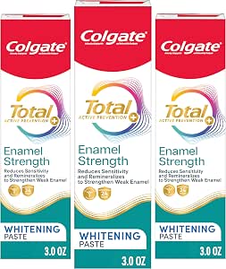 Colgate Total Active Prevention Enamel Strength Toothpaste, 3 Pack, Sensitivity Relief and Cavity Protection, Peppermint, 3.0 oz
