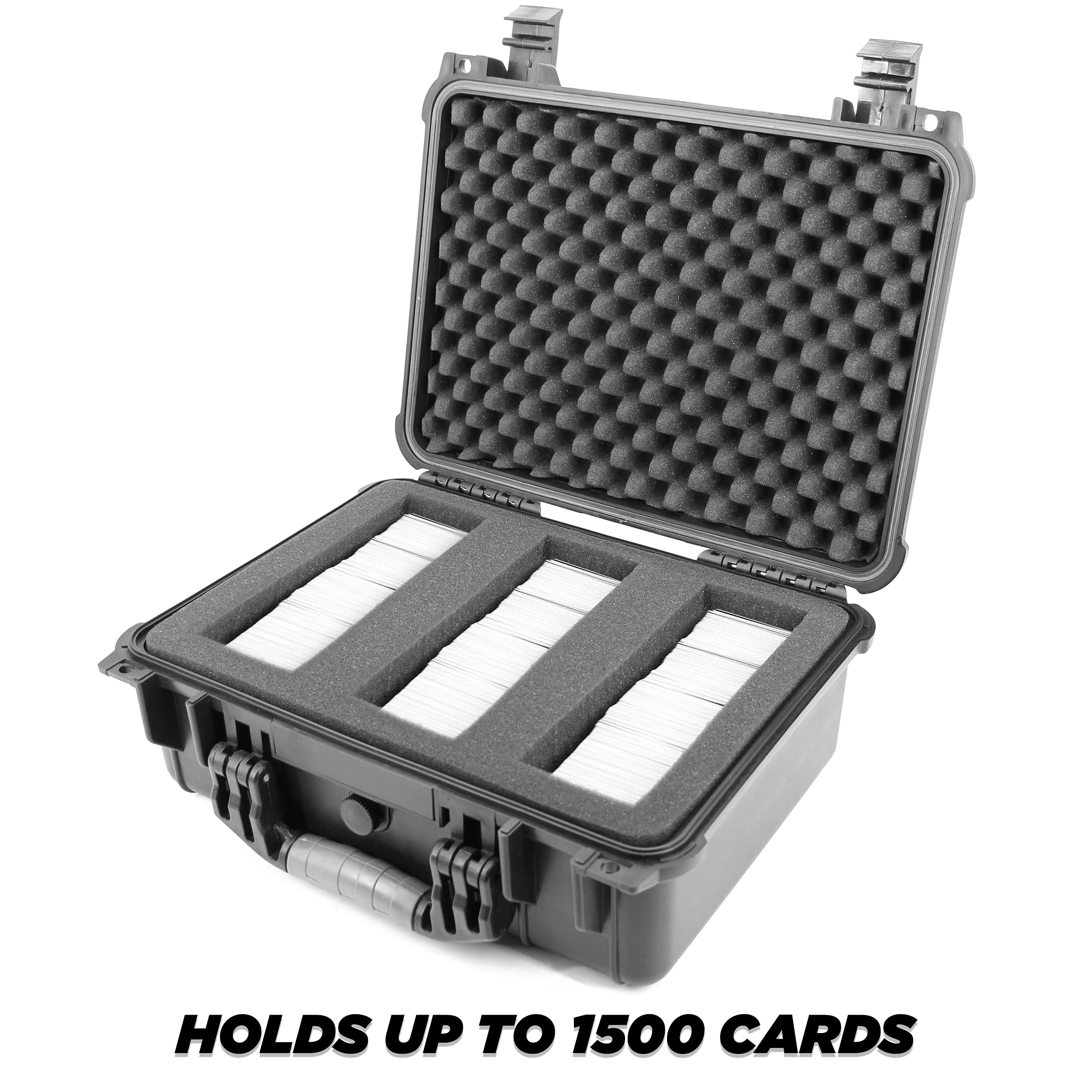 CASEMATIX Wodoodporne etui na karty kolekcjonerskie 40 cm na 1500 kart - twarde pudełko na karty kolekcjonerskie z konfigurowalnym wnętrzem piankowym, kompatybilne z Magic The Gathering, Cards Against
