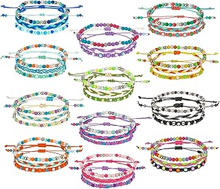 36 Pieces Woven Bracelets Stretch Friendship Bracelets Stackable Braided Bracelets Bead Bracelets for Teen Girls Waterproof Adjustable Bracelet String for Women Teen Girls