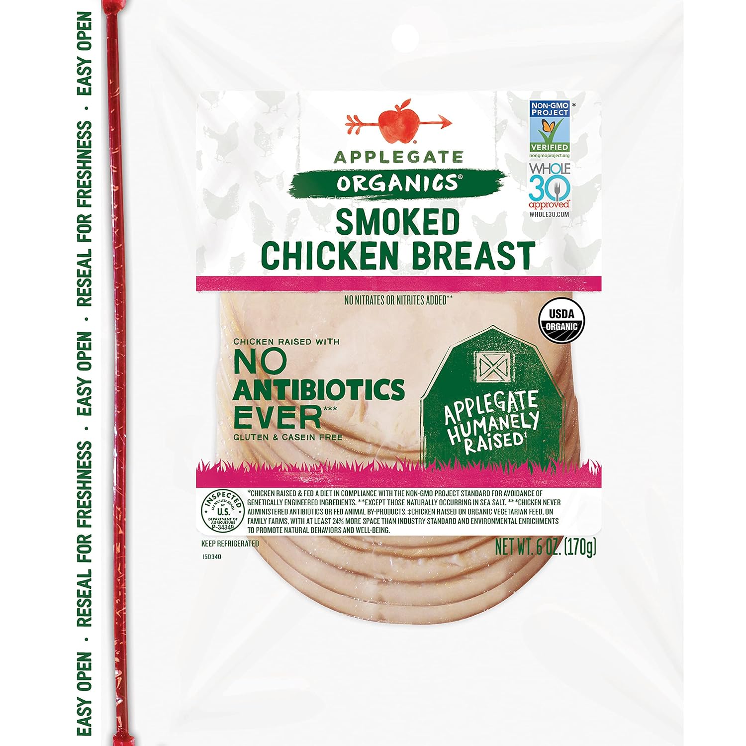 Applegate, Organic Smoked Chicken Breast, 6oz