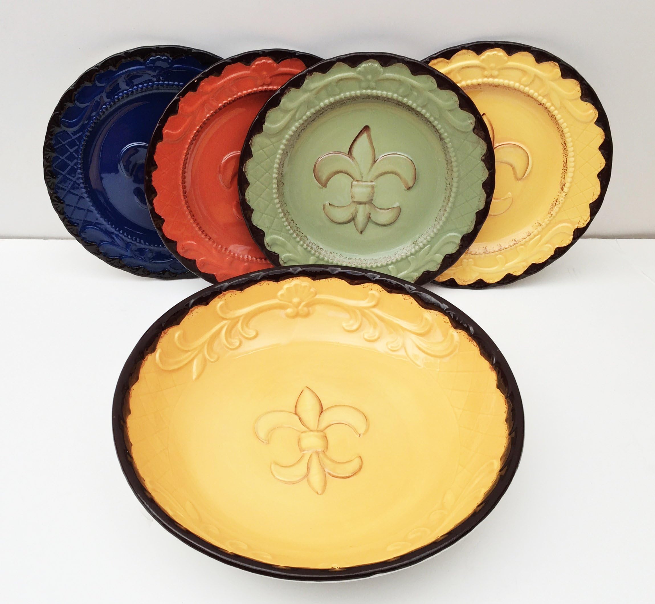 Tuscany Fleur De Lis 5 Piece Pasta Bowl Set