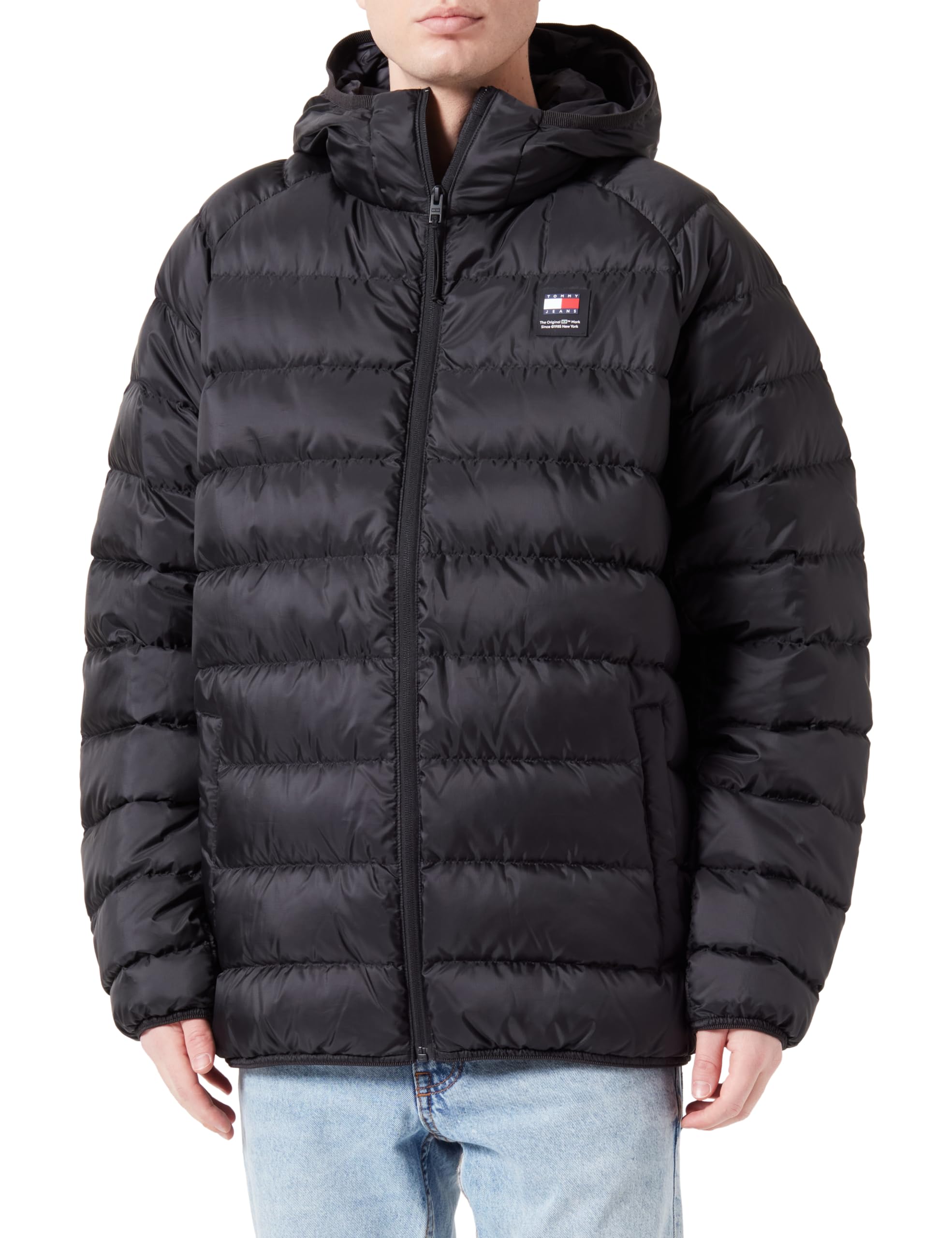 Tommy Jeans Men's TJM Hooded LT Down Jacket EXT DM0DM17882, Black, XL