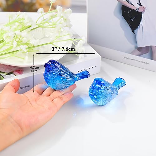 Miniatura 3 de Qianwei 2 figuras de pájaro de cristal, hechas a mano, de vidrio soplado, pájaros, animales, figuras de cristal para oficina, escritorio, decoración