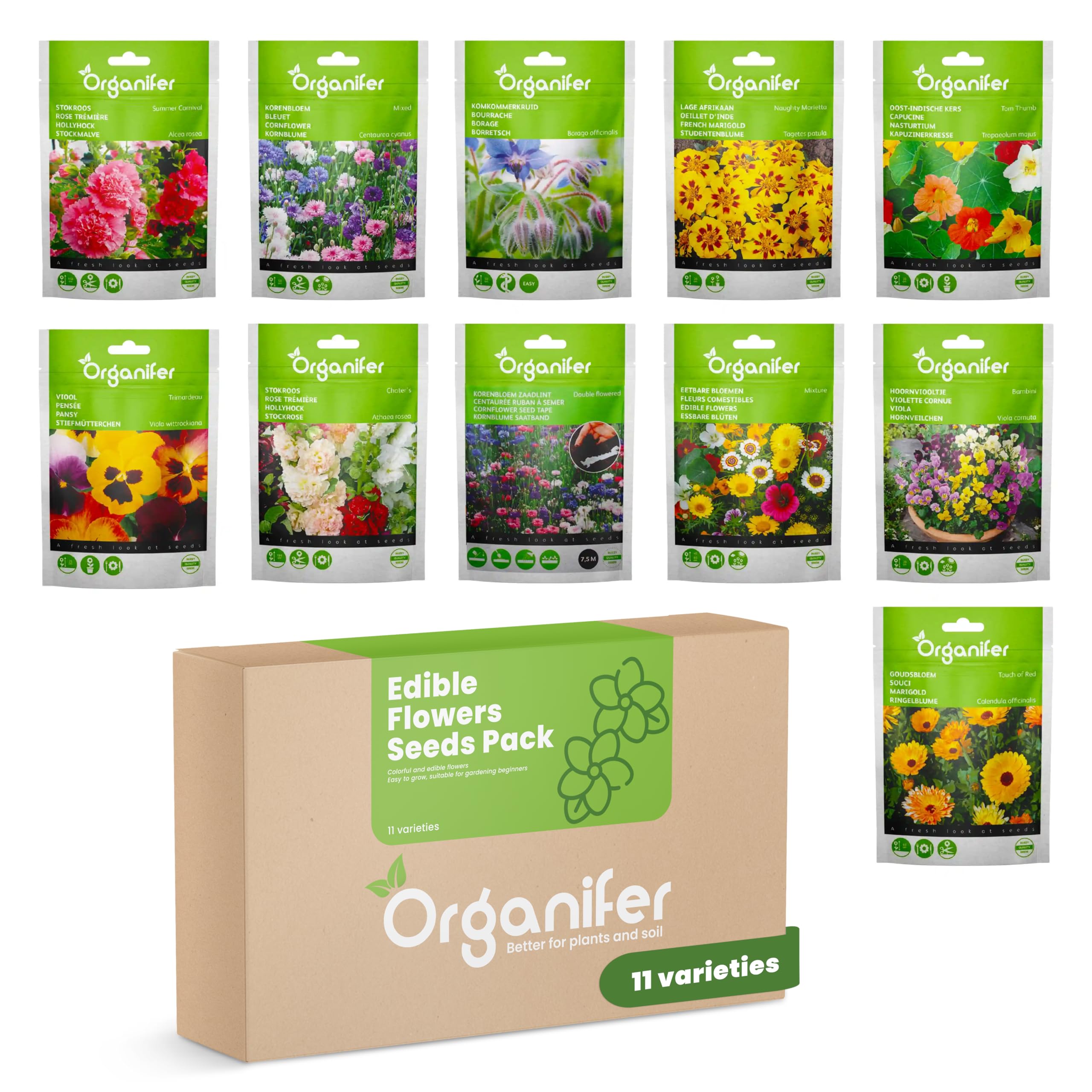 Confezione Di Semi Di Fiori Commestibili | Semi Di Nasturzio - Piante Commestibili - Semi Di Fiordaliso - Semi Di Fiori Commestibili - Giardino Commestibile - Organifer