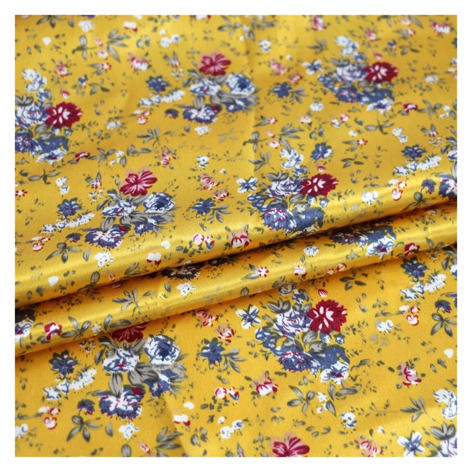 Tissu Satin Tissu d'écharpe rétro en Satin doux, 1 mètre X .48, matériau imprimé(Color 1,5 X 1.48M)