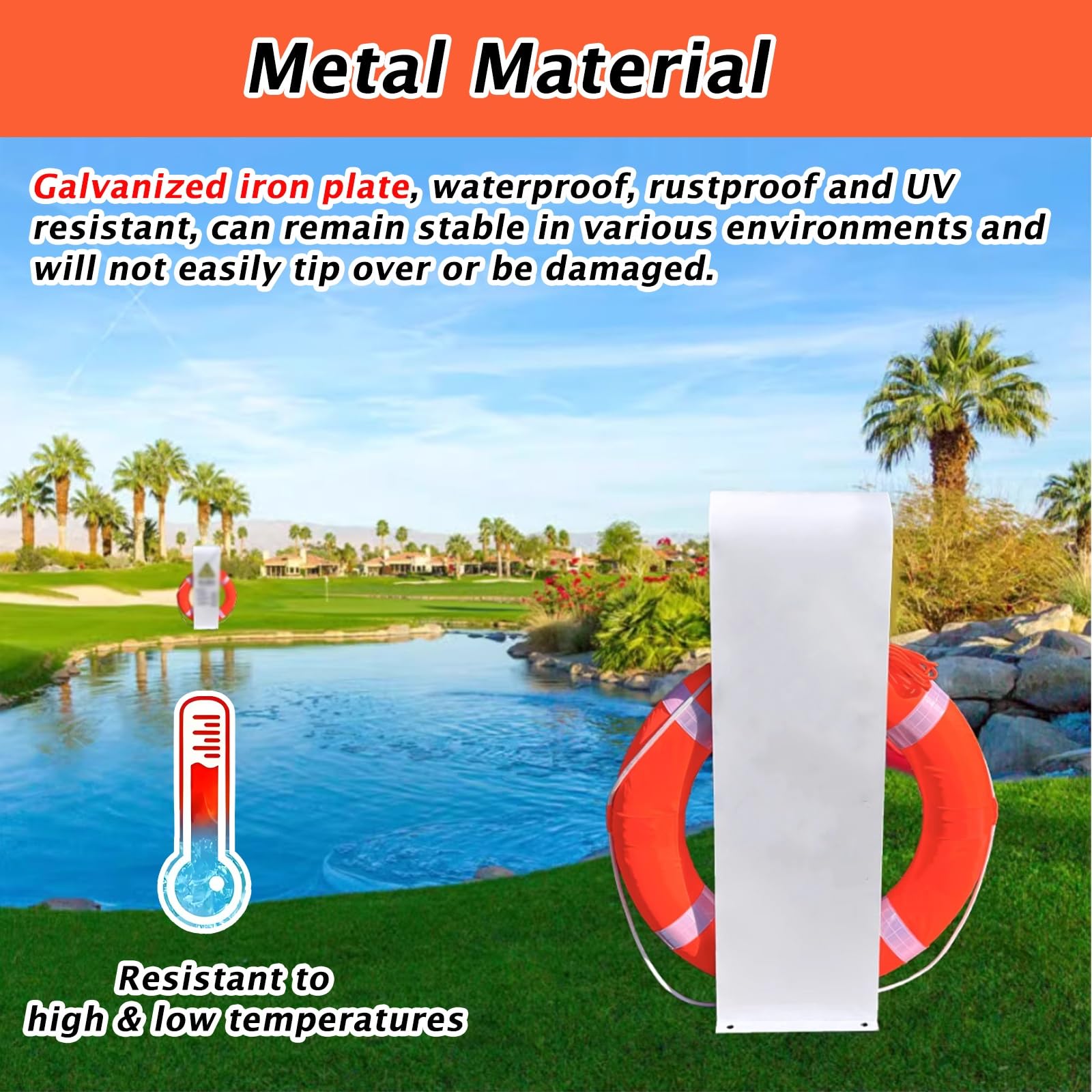 Rettungsring-Lagerhalterung Für Pool, Metall Rettungsringe Halterung Rostfrei & Wasserdicht, Mit 5m Polypropylen Rettungsseil & 44cm ID Rettungsring, Rettungsring-Halter, Scenic Spot(3 Pack)