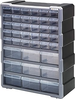 PDC-39BK Clear Plastic Drawer Cabinet, 39 Drawers